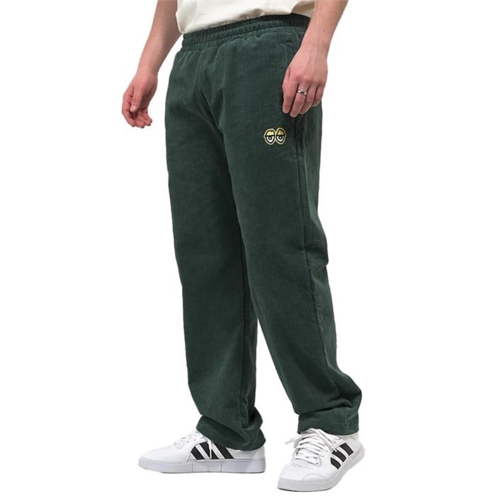 Vintage KROOKED Eyes Corduroy Pants Sz SMALL Skateboarding Green Drawstring Y2K